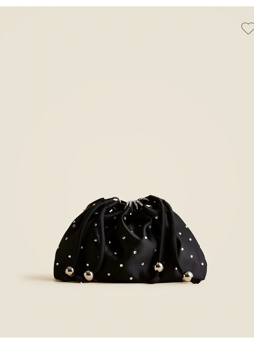 J. Crew Black Beaded Drawstring Crossbody with Silver Chain